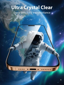 三合一保护壳套装，兼容、Galaxy、小米、荣耀、Pixel等手机，包含2片钢化玻璃屏幕保护膜，高清高透，支持指纹解锁，透明软TPU边框。 - 無色 - 查看 5