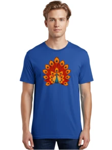 Peacock-32 Men's Graphic Tee, 100% Cotton, Comfortable Casual Summer Wear, Machine Washable, Travel Clothes, Peacock Feathers, Vibrant Colors, Iridescent Blues, Orange And Yellow Hues, Eye-Catching Pattern, Exotic Bird, Majestic Plumage, Eye Spots, Colorful Display, Beautiful WingsClothing Salesgraphic T-Shirt, Custom T-Shirt, Funny T-Shirt, Men's T-Shirt, Top, Crew Neck - BAB095
