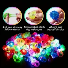 مجموعة من 5 خواتم مطاطية ناعمة وومضة LED، خواتم ومضة للحفلات، مناسبة لديكور الحفلات، التزيين الشخصي، خواتم فراولة، خواتم وردية، خواتم تاج، خواتم نجمية، خواتم زهرية، خواتم كرة شعر، أضواء خواتم قلب، خواتم فلورسنت LED - متعدد الألوان - مشاهدة 10