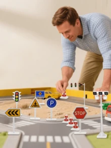 Bộ 10 mô hình biển báo giao thông thu nhỏ, mô hình đèn giao thông mini, mô hình biển báo giao thông thu nhỏ, biển báo chướng ngại vật giao thông đô thị, mô hình tín hiệu giao thông để mô phỏng cảnh, đèn tín hiệu, cảnh mô phỏng, phụ kiện tự làm, đạo cụ giả lập xây dựng, tiệc xây dựng, trang trí phòng, đạo cụ bàn làm việc. - Nhiều màu - Xem 6