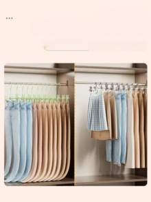 10pcs Short Collar Pants Clips, Home Use, Seamless, Hanging Pants Rack With Clips, Short Collar Skirt Clips, Dedicated Pants Rack - Multicolor - View 4