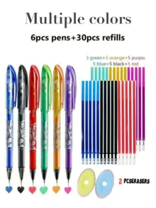 4/8 Confezioni, Penna gel cancellabile semplice, Forniture per ufficio e scuola, Regali di cancelleria, 0,35 mm, Inchiostro blu-nero, Inizio della stagione scolastica