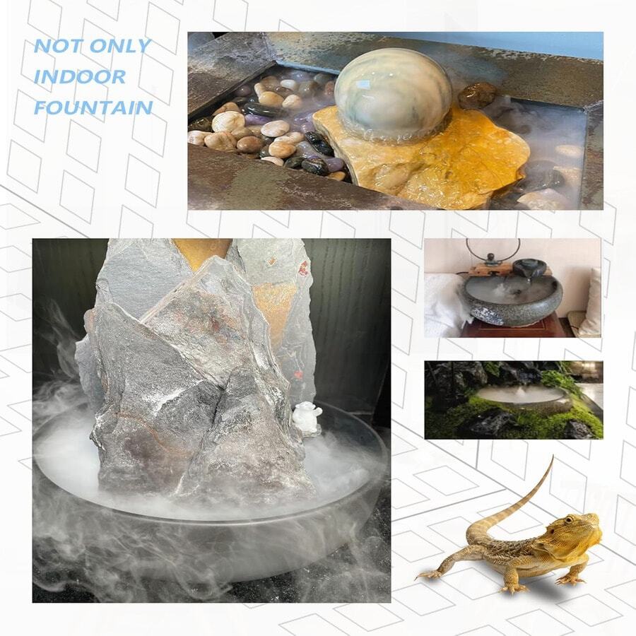 Alizzy 12 LED Ultrasonic Mist Maker With Super Upgraded Splash Guard, Indoor Fountain Water Feature Halloween Cauldron Mini Fog Machine, Air Humidifier Portable Reptile Fogger