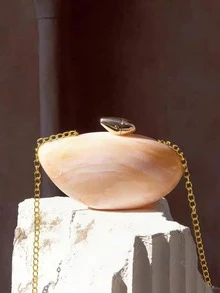 1 件简约时尚亚克力大理石纹理晚装包，时尚创意独特手拿包，高端单肩包，适合晚会、婚礼、派对、礼物 - 彩色 - 查看 2