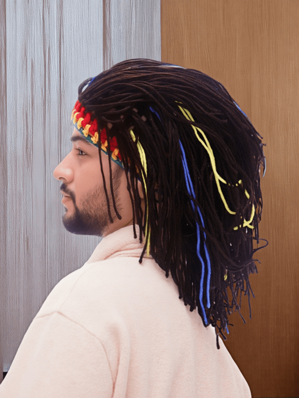 1 Piece Colorful Dreadlock Hat For Men - Stylish Rasta-Inspired Headwear With Vibrant Rainbow Design, Perfect For Reggae Lovers & Accessories