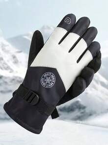 1 par de guantes gruesos y cálidos de invierno para hombres y mujeres, con forro polar grueso, a prueba de viento, frío y agua, para ciclismo y esquí