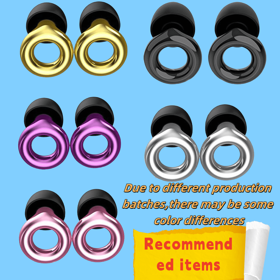 3 Pairs Noise-Proof Earplugs, Electroplated, Silicone Sleep Soundproof Earplugs Designed For Sleep And Noise Isolation, Harmless To Ears. Night Noise Protection And Snoring Insulation Earplugs, Sleep Noise Reduction Earplugs, Suitable For Music Festivals, Sleep, Study, Office, Outdoor, Library, 1 Pair + S/M/L Ear Tips Sizes + Storage Case