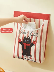 (34CM X 40cm) Bolsa de almacenamiento con apariencia de animal de dibujos animados lindos, montada en la pared, de gran capacidad, para almacenar alimentos, artículos varios, bolsas de basura, etc., sin perforación, de alta elasticidad, adecuada para la cocina, decoración de vacaciones, decoración de habitaciones, decoración de dormitorios, decoración del hogar