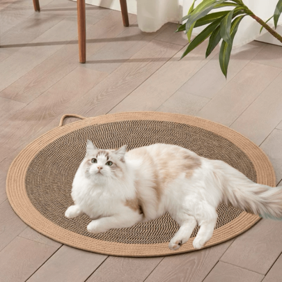 1 pieza Almohadilla y esterilla para que los gatos se rasquen y descansen, tejida con cuerda de algodón. También apta para perros