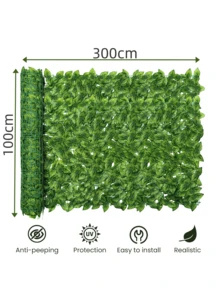 1片300*100厘米人造常春藤隐私围栏屏风 - 仿绿篱叶片藤蔓隐私屏风板，仿真绿植围栏，防紫外线，适用于家居装饰、房间装饰、花园装饰、墙面装饰、室内外装饰、卧室装饰、婚礼装饰、餐桌装饰、派对装饰、万圣节装饰、生日装饰、秋季装饰