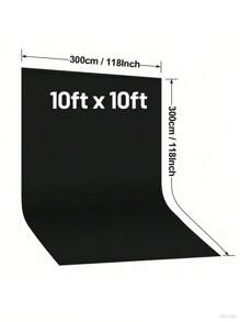 10x10ft High Density Polyester Photo Backdrop, Solid Black Photography Cloth, Wrinkle-Resistant, Machine Washable, Seamless Backdrop Suitable For Portrait, Video Studio, Party - Background Only