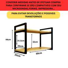 Prateleira Suspensa Nicho Industrial 60cm Suporte Microondas