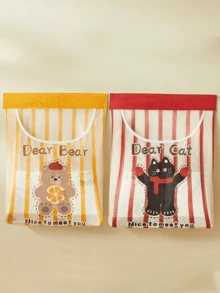 (34CM X 40cm) Bolsa de almacenamiento con apariencia de animal de dibujos animados lindos, montada en la pared, de gran capacidad, para almacenar alimentos, artículos varios, bolsas de basura, etc., sin perforación, de alta elasticidad, adecuada para la cocina, decoración de vacaciones, decoración de habitaciones, decoración de dormitorios, decoración del hogar