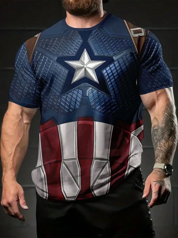 Men's Patchwork Color Fashionable Sports T-Shirt, Round Neck Summer Ball Sports Tee, Fitness Versatile Short Sleeve T-Shirt, Men's Casual Fashion Sports Short Sleeve Shirt