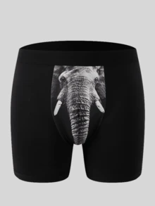 Men's Underwear, Funny Elephant Palm Print Briefs Suitable For Weddings, & Comfortable Men's Boxer Briefs Men's Sports Boxing Trunks Gift For Boyfriend