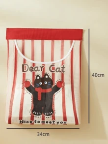 (34CM X 40cm) Bolsa de almacenamiento con apariencia de animal de dibujos animados lindos, montada en la pared, de gran capacidad, para almacenar alimentos, artículos varios, bolsas de basura, etc., sin perforación, de alta elasticidad, adecuada para la cocina, decoración de vacaciones, decoración de habitaciones, decoración de dormitorios, decoración del hogar