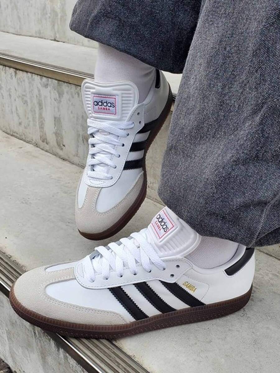 Adidas Originals Adidas Samba OG Premium Sneakers, Timeless Retro Trainers In Fall Tones, Leather & Suede Construction, Low-Top Casual Sneaker For Outdoor, Sports, Sambas For School And Work, Daily Shoes For Skate Outfit - 白色/橡膠色/金色 - 查看 1