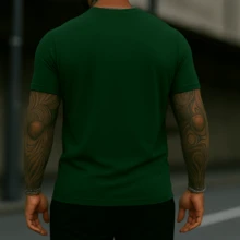 Camiseta Masculina Surf Island Casual Algodão Malha Premium - Verde Militar - Visão 4