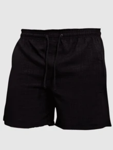 Bermuda Linen Plus Size Short Mauricinho Large Size Summer - Black - View 3