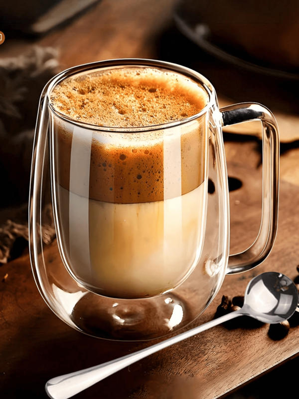 1 قطعة كوب قهوة زجاجي مزدوج مع زهور مجففة سعة 350 مل - مثالي للمشروبات الساخنة والباردة، كوب حليب بتصميم زهور مجففة، زجاج مزدوج مع مقبض، مقاوم للحرارة للمشروبات الباردة، مثالي لعصير صغير وشاي، تجربة شرب رومانسية، هدية عيد ميلاد مثالية