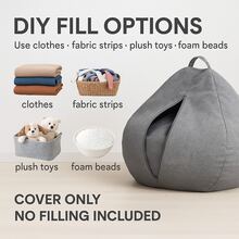 DIY Padded Small Bean Bag Chair Cover - Multi-Purpose Sofa Can Be Used As A Storage Bag, Simple Design Indoor Lazy Lounge Chair Cover, No Filling