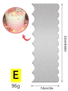 1 pieza Espátula de acero inoxidable para raspar crema de pastel, peine para decorar los lados del pastel, espátula dentada para glasear, herramienta de repostería