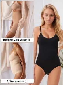 Seamless Shaping Bodysuits For Women - Tummy Control, Butt Lifting, Hip Enhancement, Soft Polyester Blend, Elegant Design, Adjustable Straps, Beige & Black Solid Colors, Comfort Undergarment | Seamless Clothing | Snug Fit Design, Tummy Control Shapewear