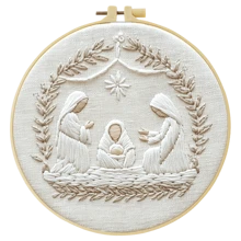 1 Piece Embroidery Kit, 20x20cm/7.9x7.9 Inches, Jesus New Life Theme, Handmade DIY Embroidery Kit, Suitable For Both Adults And Beginners, Including User Manual, Printed Fabric, Embroidery Frame, And Needles And Threads