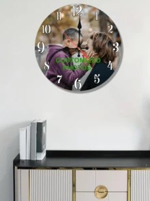 Custom Photo Wooden Clock, 10-12 Inch, Personalized Wooden Silent Wall Clock, Battery Powered (AA Batteries Not Included) Artistic Home Decor, Cozy Bedroom Atmosphere, Perfect Home Decor - Great Gift For Birthdays, Christmas, Halloween - Multicolor - View 4