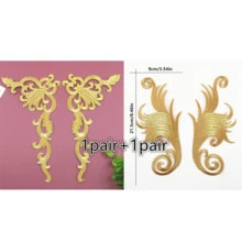 1 Par De Remendos Adesivos De Derretimento Quente Da Flor Do Bordado Da Cor Dourada Para O Vestido De Casamento Floral Applique Remendo Traje Decorar - Ouro - Ver 17