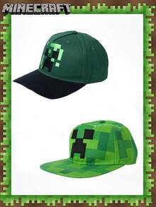 1pc Minecraft Officially Licensed Creeper Fashionable Canvas Hat Baseball Cap Peaked Cap Daily Commuting Working Travelling Adjustable Outdoor Sun Hat For Family Friends Funny Birthday Party Gift