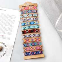 12pcs Unisex Polyester Fabric Handmade Woven Friendship Bracelet Set Ideal For Everyday Wear & Gift Giving