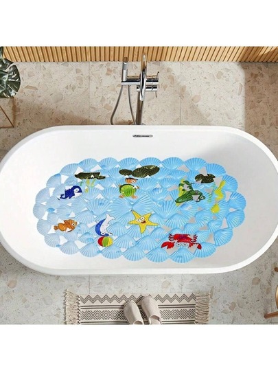 1pc Cartoon Healing Shell PVC Quick-Dry Non-Slip Bathroom Mat Bath Mat Strong Anti-Slip Cartoon Bathroom Rug