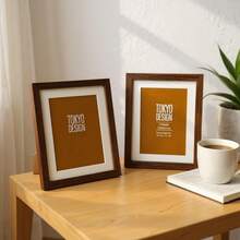 Kit 2 Duo Photo Frames 10x15 With White Mat, Table And Wall Decoration, Clean MDF And Acetate - Dark Wood - View 3