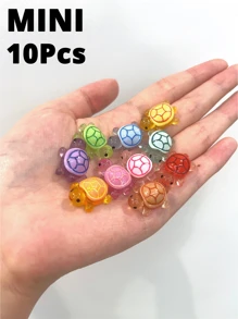 10pcs Glow-In-The-Dark 3D Turtle Figurines,Fish Tank Decor, - Colorful, Translucent Plastic Decorations For DIY Crafts, Party Favors, Classroom Rewards & Beach-Themed Events