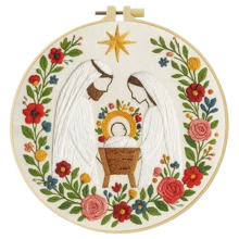 1 Piece Embroidery Kit, 20x20cm/7.9x7.9 Inches, Jesus New Life Theme, Handmade DIY Embroidery Kit, Suitable For Both Adults And Beginners, Including User Manual, Printed Fabric, Embroidery Frame, And Needles And Threads