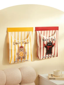 (34CM X 40cm) Bolsa de almacenamiento con apariencia de animal de dibujos animados lindos, montada en la pared, de gran capacidad, para almacenar alimentos, artículos varios, bolsas de basura, etc., sin perforación, de alta elasticidad, adecuada para la cocina, decoración de vacaciones, decoración de habitaciones, decoración de dormitorios, decoración del hogar