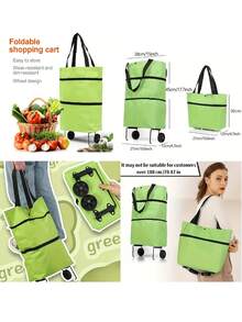 Portable Folding Grocery Shopping Trailer, Light Trolley With Wheels, Backable Bag, Shopping Bag For Express Delivery, Household Trolley, Lightweight, Home Supermarket Shopping, Fashionable, Waterproof, With Zipper Outdoor Decor,Shopping Bag With Wheels Foldable Grocery Shopping Cart Tug Portable Female Large Capacity Bag Home Supermarket
