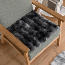 1件装人造毛皮地毯方形椅垫，12x12英寸奢华兔毛小地毯，柔软地垫，适用于客厅沙发、卧室、儿童房