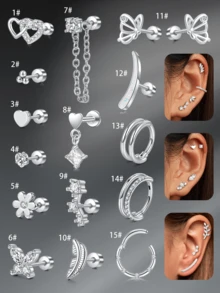 CIZME Pendientes de tuerca de acero inoxidable de 16/20 calibres para cartílago, hélice, piercings, anillos para la nariz, aro para el septum, anillos para el labio, pendientes de espalda plana para mujeres