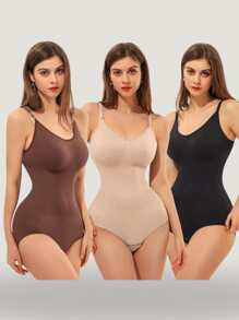 Seamless Shaping Bodysuits For Women - Tummy Control, Butt Lifting, Hip Enhancement, Soft Polyester Blend, Elegant Design, Adjustable Straps, Beige & Black Solid Colors, Comfort Undergarment | Seamless Clothing | Snug Fit Design, Tummy Control Shapewear