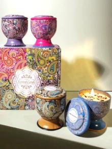 Lumânare parfumată cu flori uscate, 1 buc., în borcan tip pahar, model decorativ, potrivită pentru decorare, aromaterapie și diverse festivaluri, cel mai bun cadou pentru familie și prieteni, disponibilă în cutie individuală sau set de 4 piese.