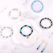 100pcs/720pcs/960pcs 6mm Blue Ocean Fantasy Crystal Glass Beads Bracelet Making Kit, For DIY Necklace, Earrings, Friendship Bracelets, Jewelry, Crafts (Random Color)