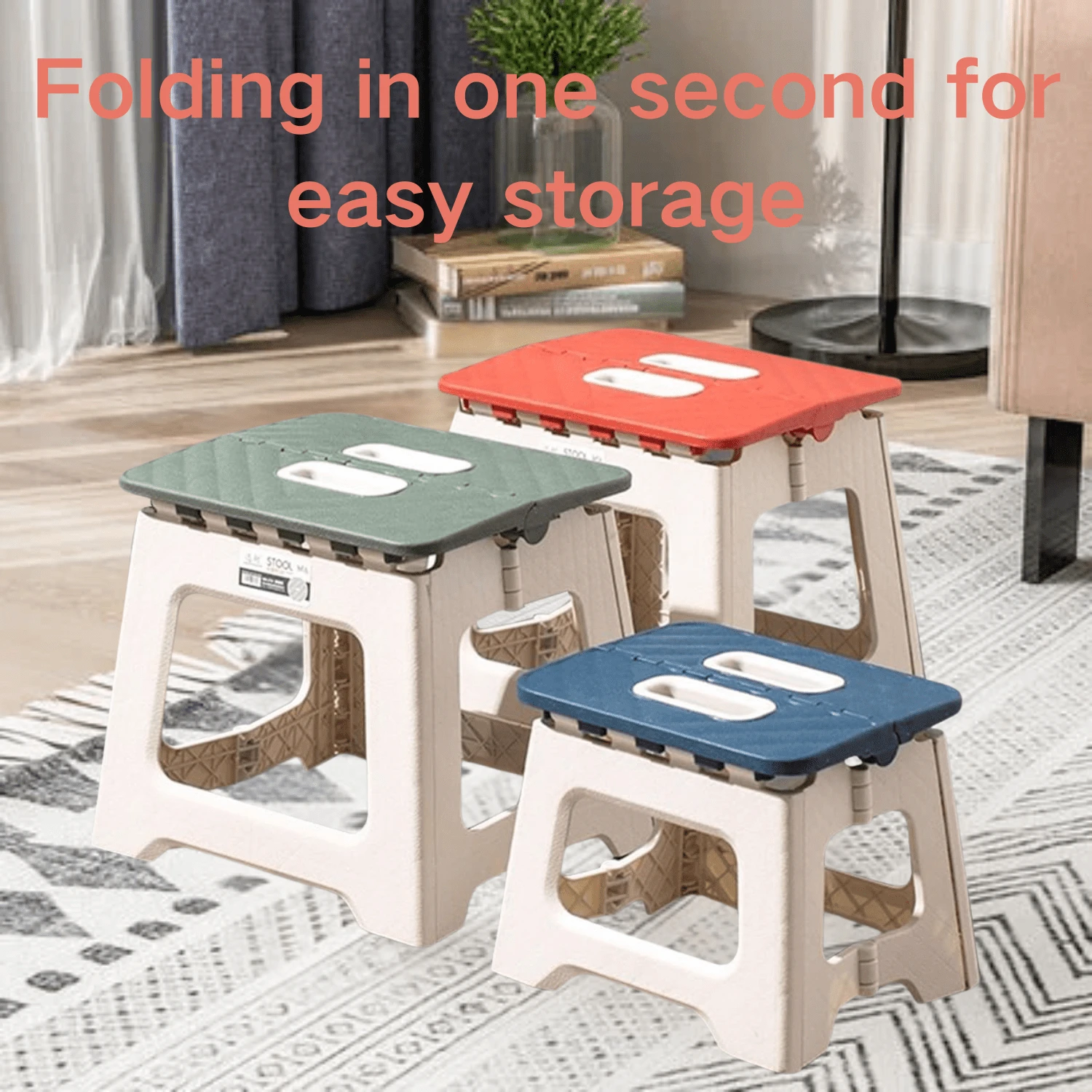 Lightweight Design, Foldable To A Flat State, Easy To Store Or Carry Around, Folding Stool, Adult Folding Step Stool, Folding Stool, Suitable For Living Room, Kitchen And Bathroom, Portable Travel Camping Stool (Medium) - 灰色 - 查看 1