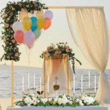 Adjustable Table Arch Stand, Over The Table Rod Stand With Clamps , Table Bar For Hanging Flowers , Table Arch For Birthday, Wedding,Party Decoration,Table Top Backdrop Stand Suits For Different Scenes With Decorations - 彩色 - 查看 1