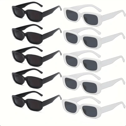 10 piezas de gafas rectangulares negras retro, accesorios de fotografía de unicolor, adecuadas para bodas, despedidas de soltera, fiestas con tema de rock, unisex, decoración del Día de San Valentín, regalos para invitados de boda