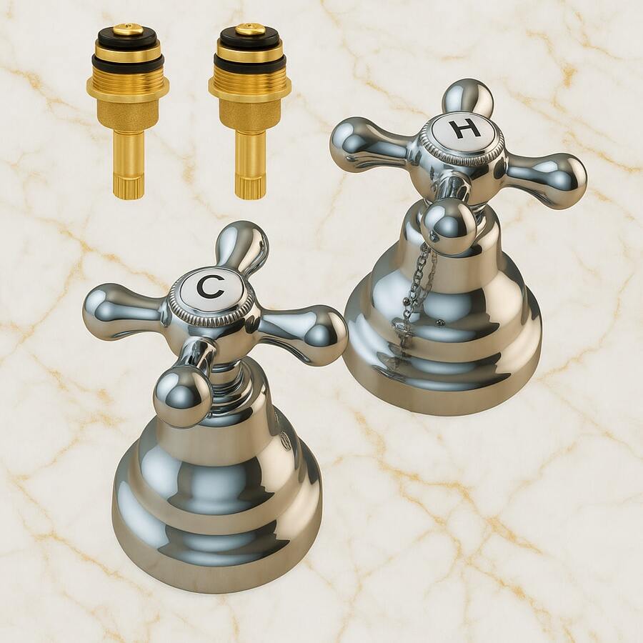 Kit manerales tipo cruceta cromados para regadera con cartuchos de latón doble comando resistente fácil instalación baño elegante acero inoxidable