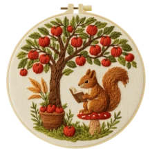 1 Piece Embroidery Kit, Cute Squirrel Handmade DIY Embroidery Kit 20x20cm/7.9x7.9 Inches, Suitable For Adult Beginners, Including Instruction Manual, Printed Fabric, Embroidery Frame And Needle And Thread - Multicolor - View 14