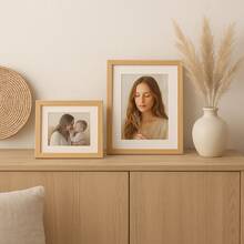 Kit 2 Duo Photo Frames 10x15 And 15x20 With White Mat, Table And Wall Decoration, Clean MDF And Acetate - Gỗ sáng - Xem 2