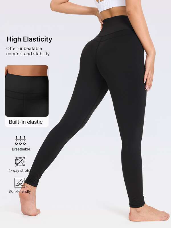 1pc Women's High Waist Lifting Tight Leggings, Sports Pants, Cycling Pants, Yoga Pants, Fitness Wear, Dance Wear, High Elasticity, Comfortable Breathable, Moisture-Wicking, Suitable For Gym Workout, Running, Jogging, Outdoor Sports, Cycling, Yoga, Pilates, Dance, Ballet